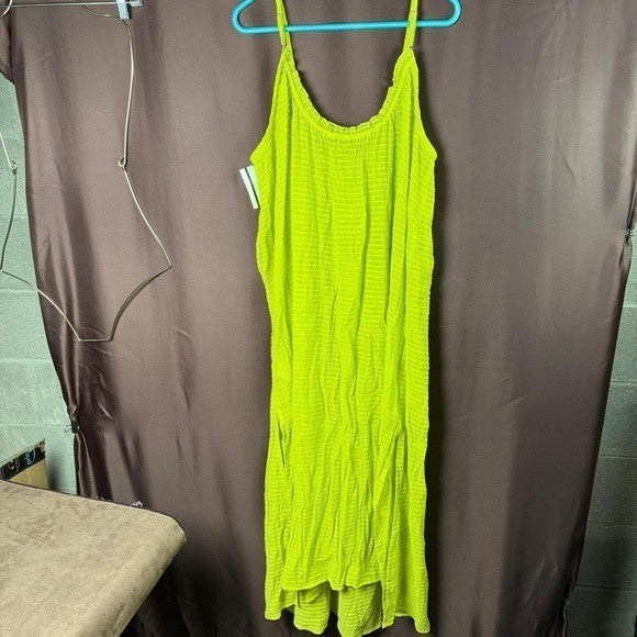Land's End Women's M Rayon Poly Rib Scoop Neck Swim Cover-up Maxi Dress Bright