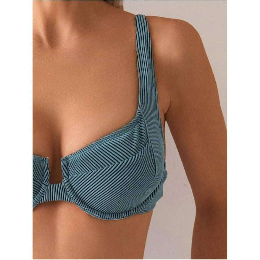 MSRP $39 SweatyRocks Women's M Two Piece Bikini Set Striped Print Push Up Swims