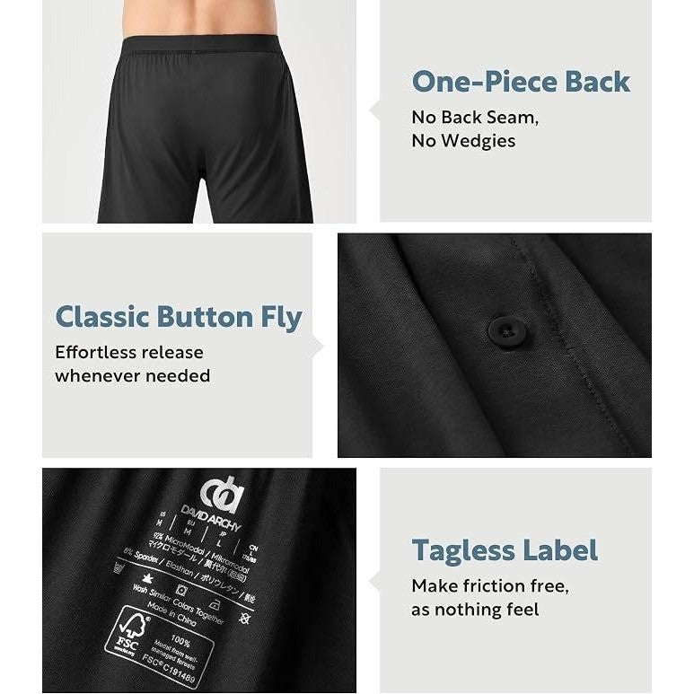 MSRP $46 DAVID ARCHY 3 Pack Men's L Ultra Soft Modal Underwear Boxers Loose
