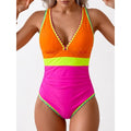 MSRP $49 B2prity Women's XL Orange/Pink One Piece Swimsuit Tummy Control Tie