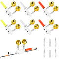 Set of 6 Fishing Rod Tip Lights LED Glow Sticks Bite Alarm Bells - Green, Red
