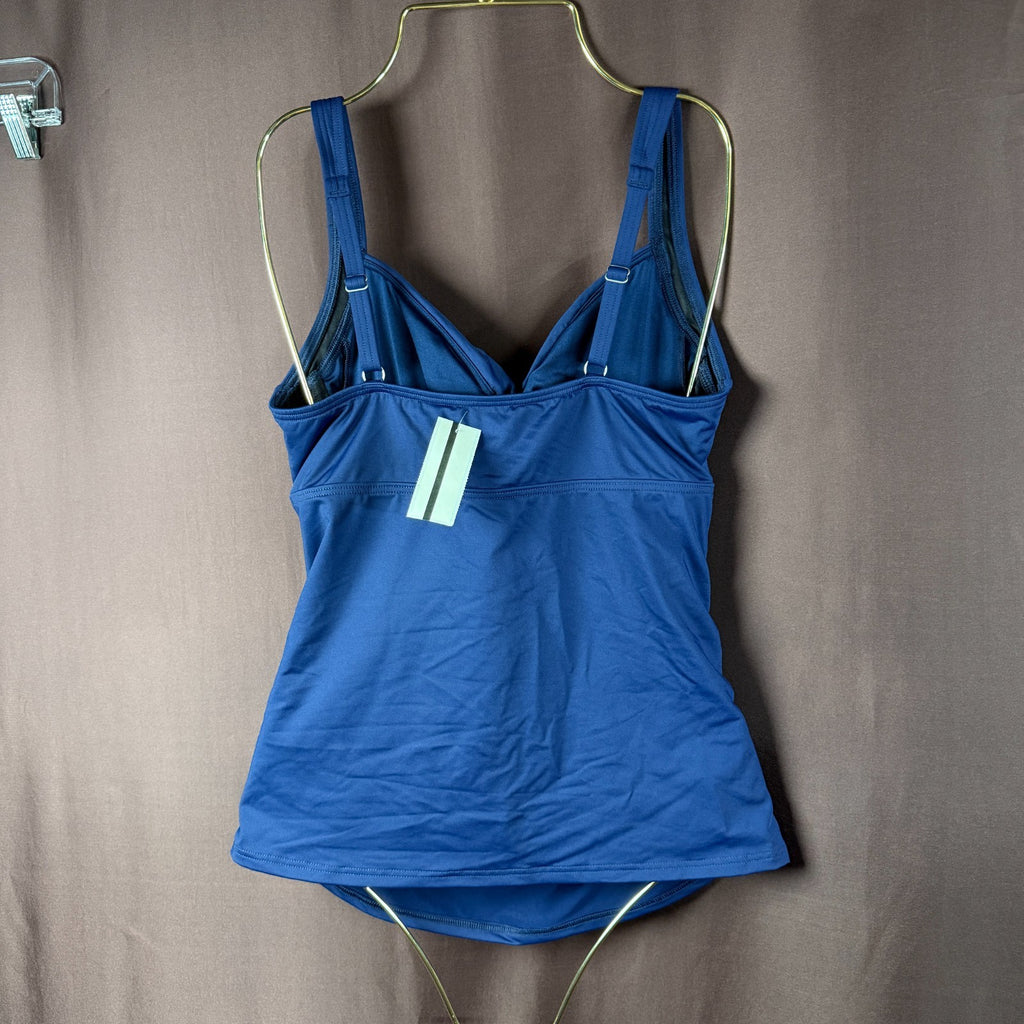 Lands' End Women's 4-8, 2-4 LONG Deep Sea Navy Tankini Swimsuit Top V-Neck Wrap