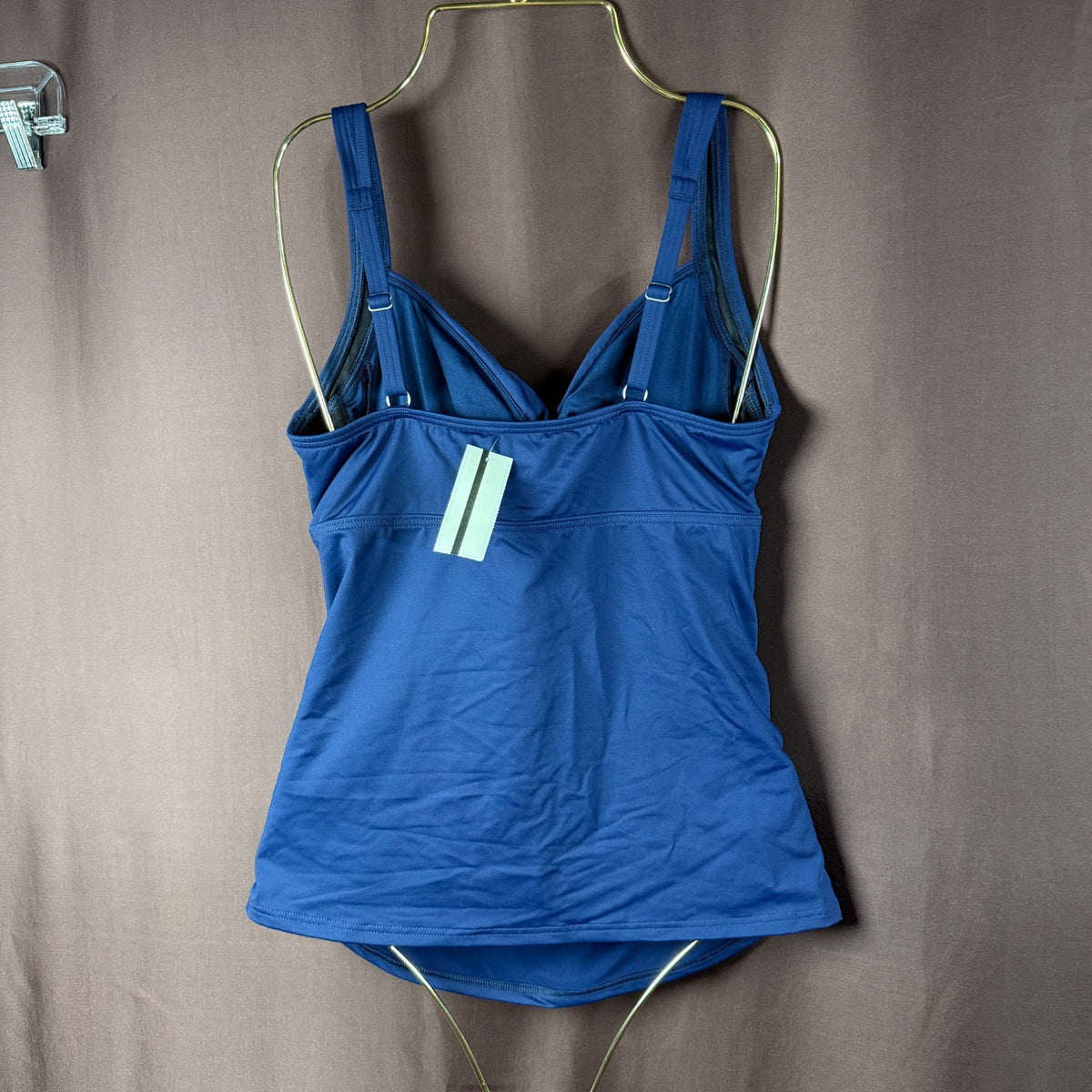 Lands' End Women's 4-8, 2-4 LONG Deep Sea Navy Tankini Swimsuit Top V-Neck Wrap