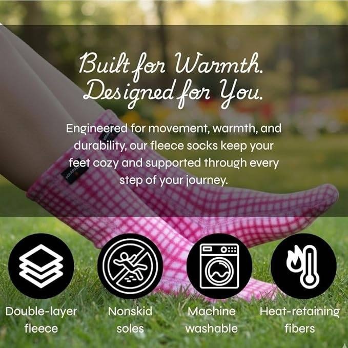MSRP $28 Polar Feet Non-slip Fleece Socks L (W10+/M9-11) Cozy Soft Socks with