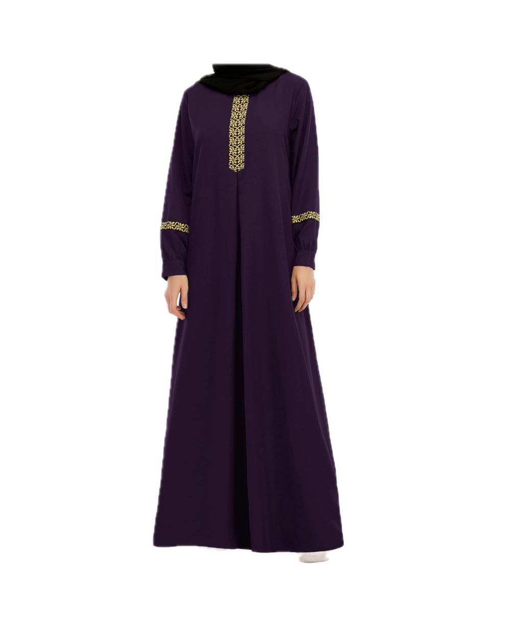Abetteric Women's Muslim Abaya Dress w/ Hijab Zipper Islamic Robe Pockets Maxi