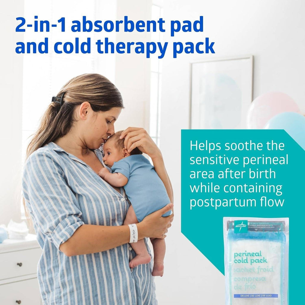 Pack of 24 Medline Deluxe MDS148055, 4.5" x 14.25" Perineal Cold Packs with Adh