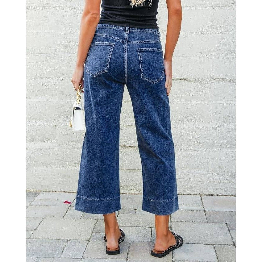 MSRP $47 GRAPENT Women's XL Capri Jeans High Waisted Wide Leg Strechy Loose