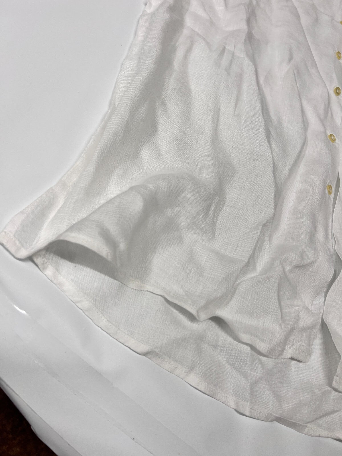 Pronto Uomo Men's 2XL 100% Linen Shirt White Button up Short Sleeve