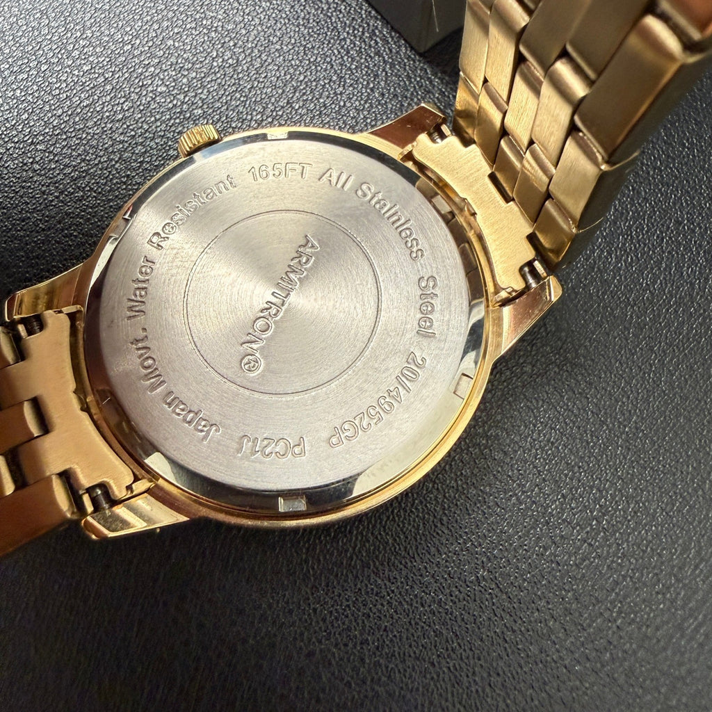 Armitron 20/4952GP Men's Diamond Gold Tone Bracelet Watch New Battery Japan Mov