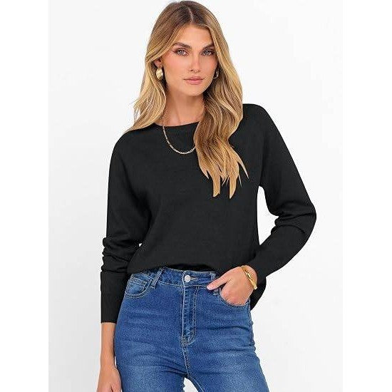 MSRP $26 ANRABESS Women's XS Black Sweater Long Sleeve Crewneck Fall Winter Soft