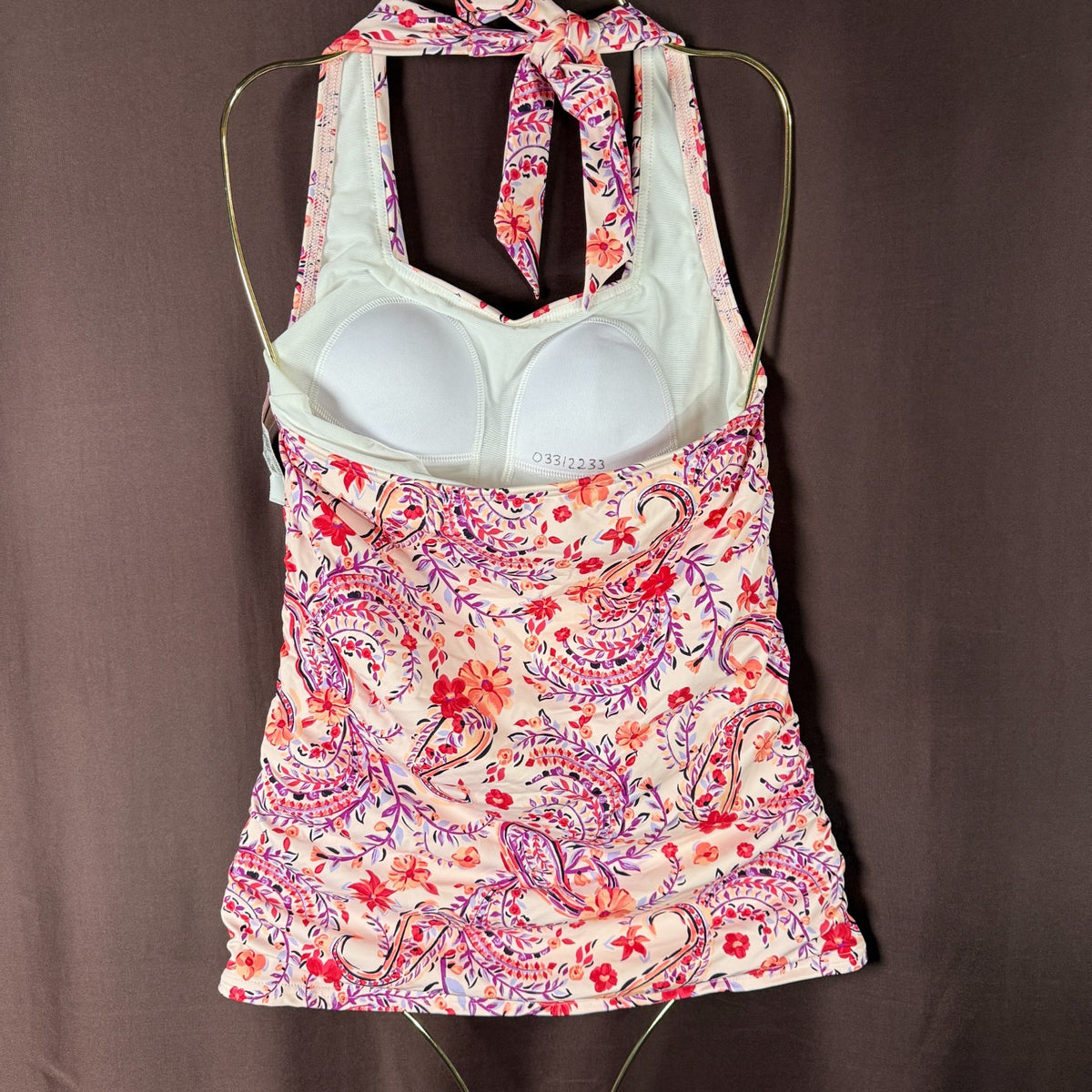 Lands' End Women's 2-8 LONG Square Neck Halter Tankini Top Swimsuit Lily Floral