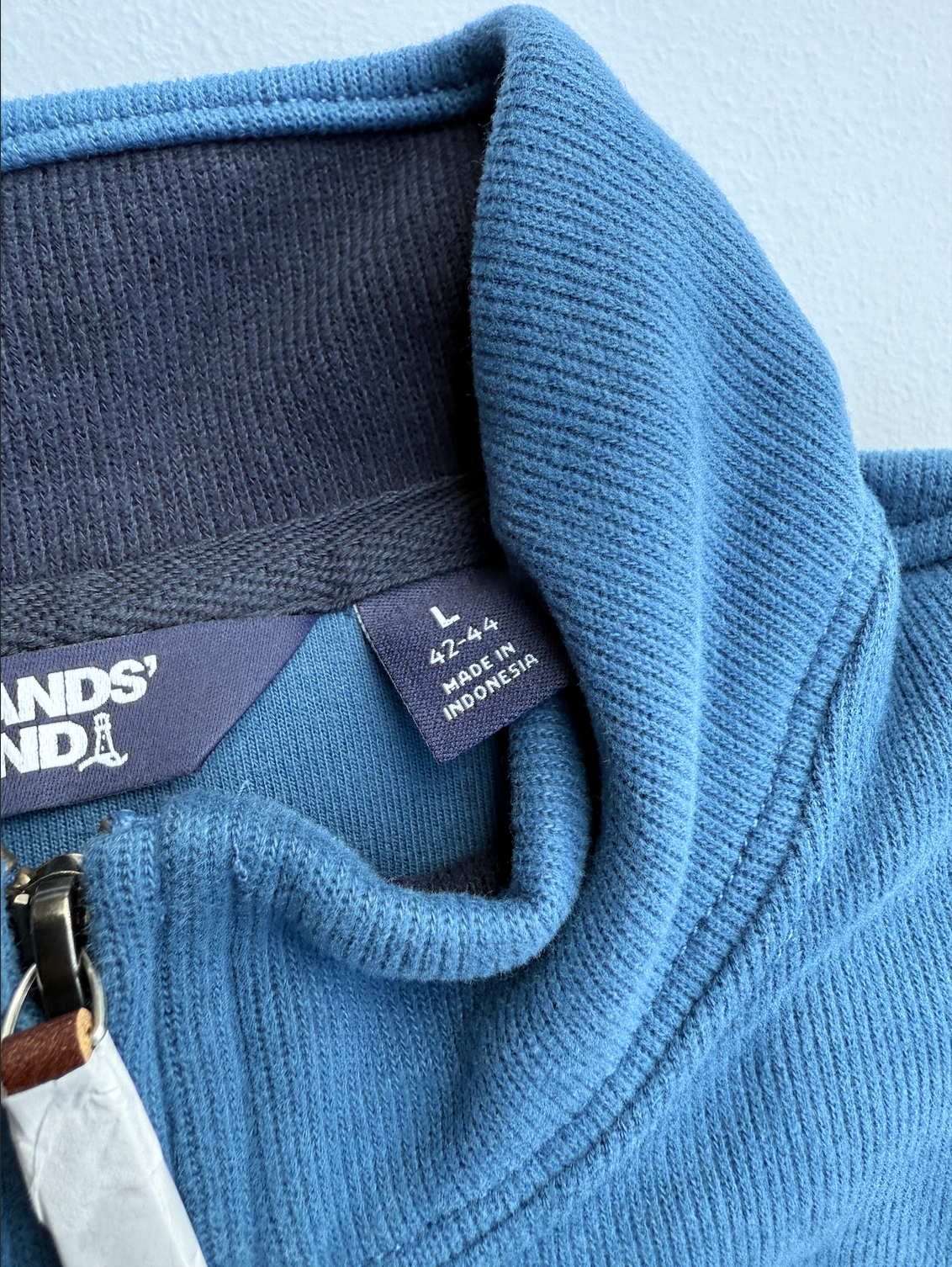 Lands' End Men's Bedford Rib Quarter Zip Pullover Sweater L,XL Soft Cozy Long Sl