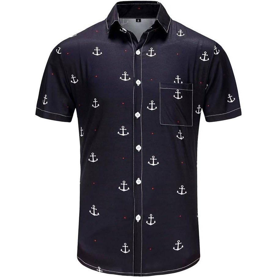 Lot of 2 MSRP $26 KYKU Men's 3XL Anchor Blue Hawaiian Shirt Short Sleeve Button