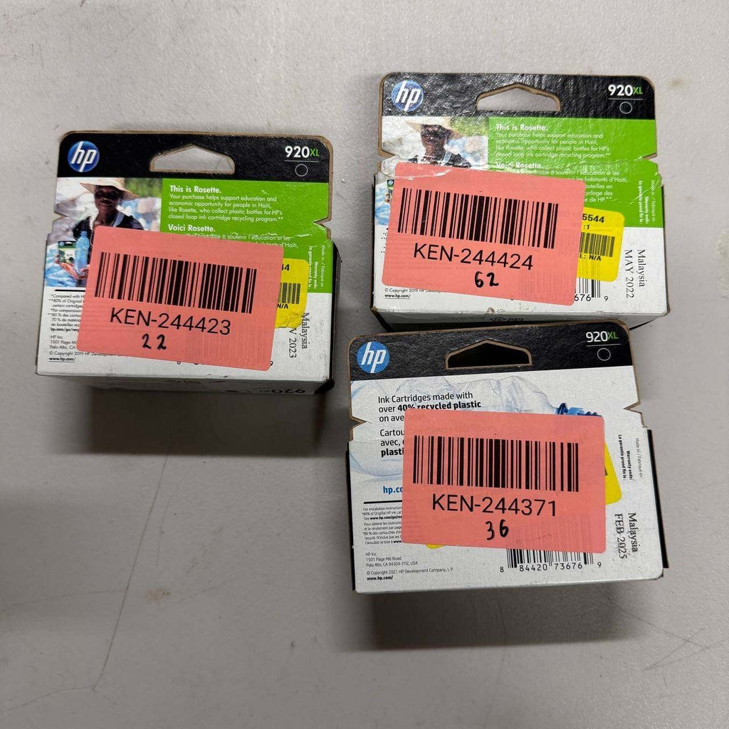 Lot of 3 Genuine HP 920XL Black Ink Cartridges
