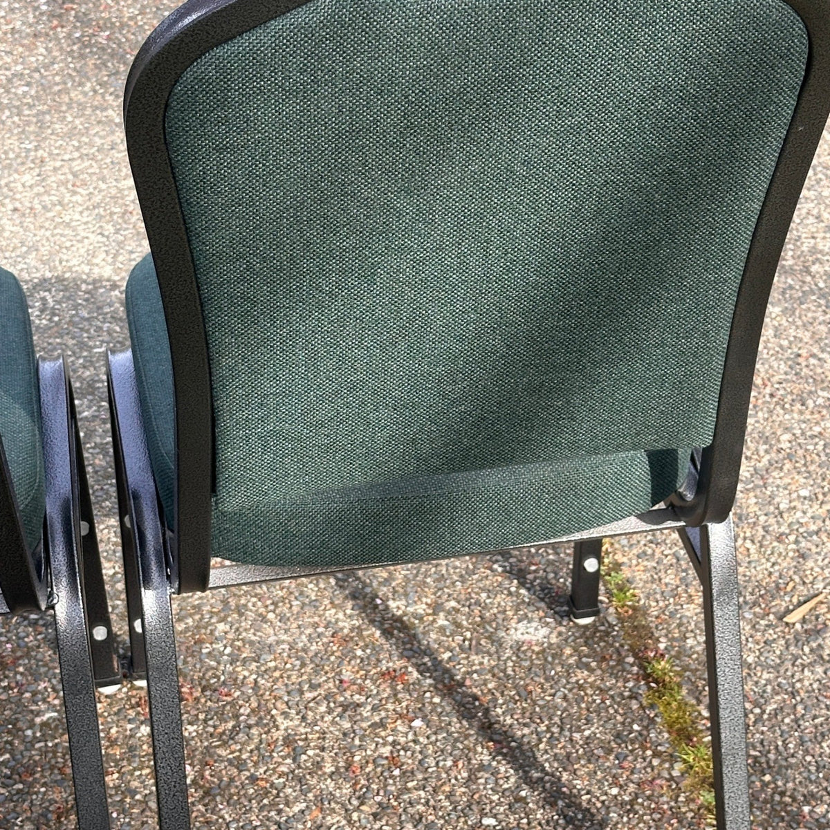 Set of 4 Crown Back Stacking Banquet Chairs Green Fabric w/ DuPont Teflon Prote