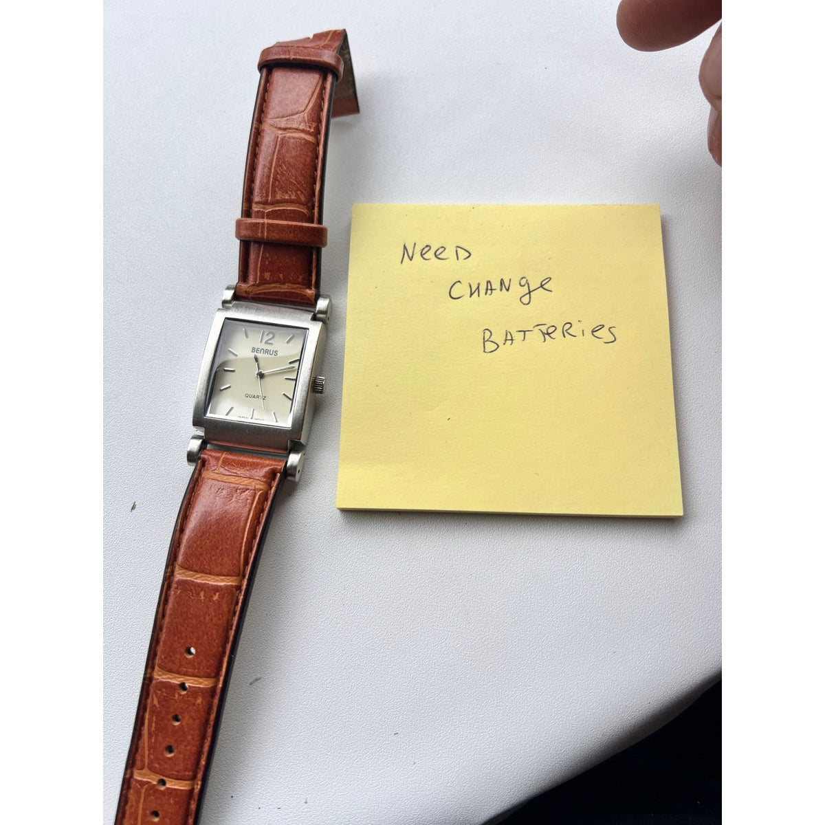 Benrus Watch Women PIM203BR 26mm Silver Tone MISSING Buckle Needs Battery B