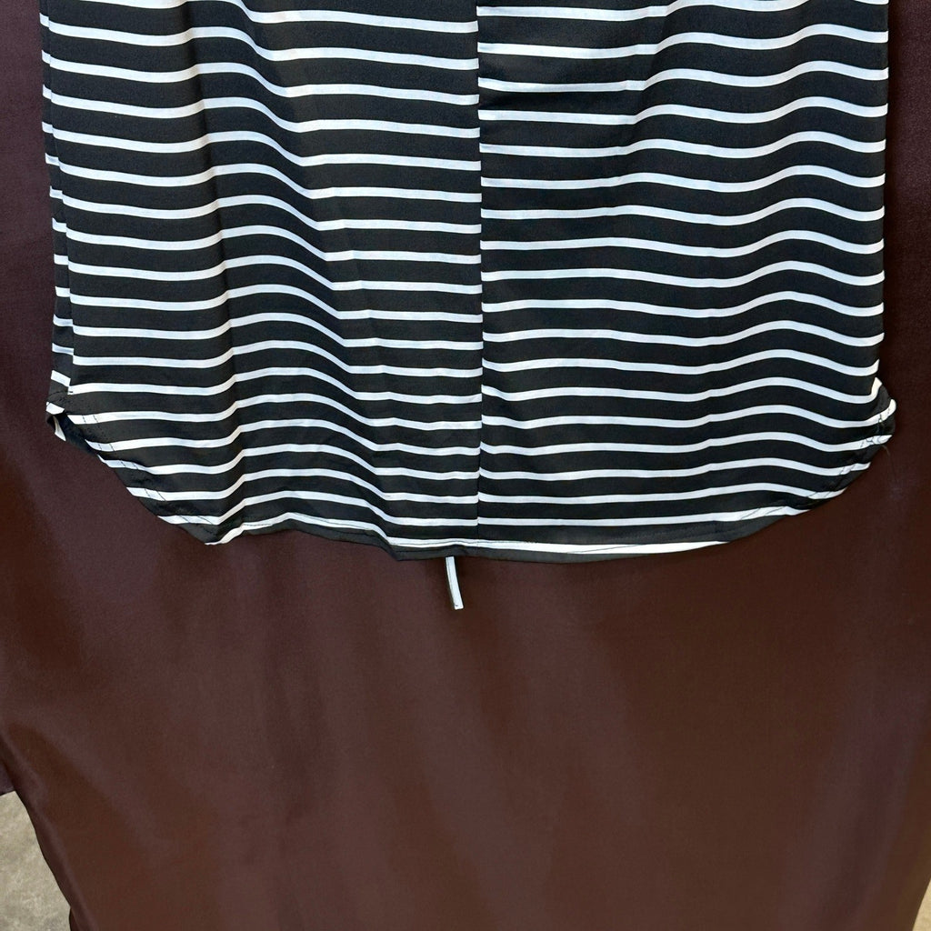 Women's L Black Striped Skirt Knee Length Pencil Skirt Elastic Midi Bodycon Sol