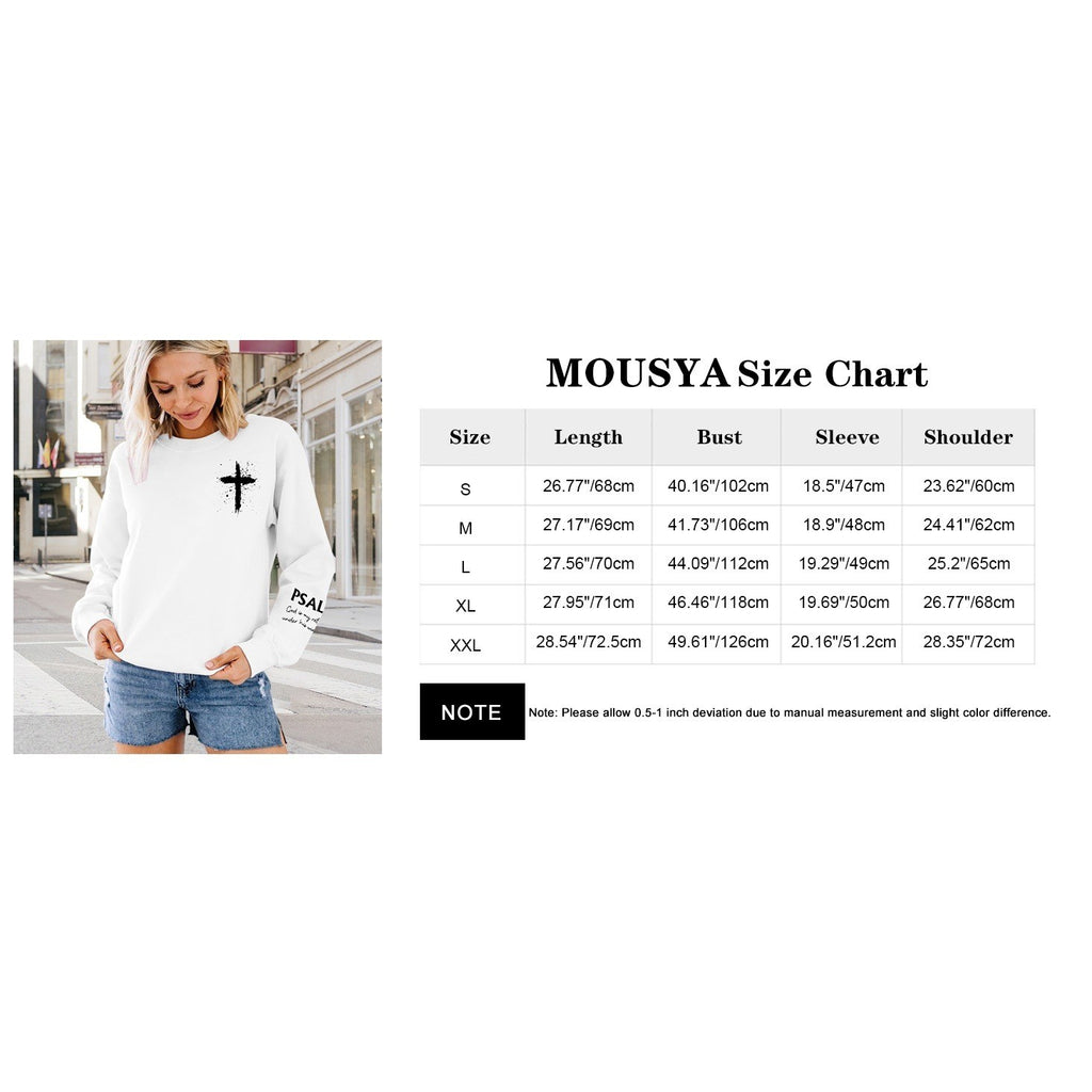 MSRP $30 MOUSYA Women's M Green Christian Sweatshirt Psalms 91 Print Long Slee