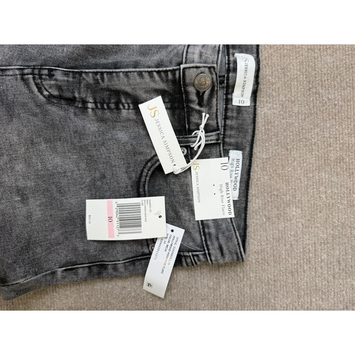 MSRP $70 Jessica Simpson Womens 10 Mesa Hollywood High-Rise Flare Jeans w/ Flora