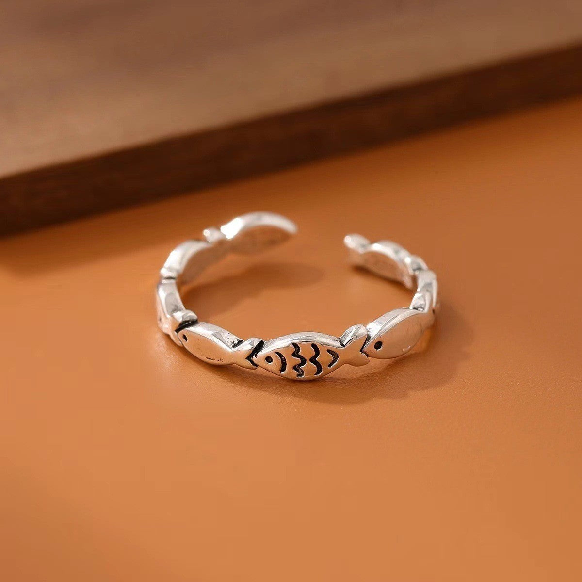 Silver Tone Fish Ring Women's Cute Animal Boho Jewelry Stainless Steel Size 7