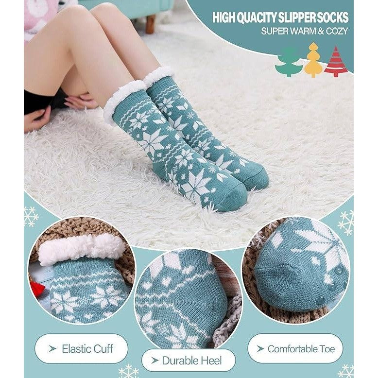 DOSKONI Womens Slipper Socks Fuzzy Non Slip Winter Thick Warm Soft Cozy Fleece