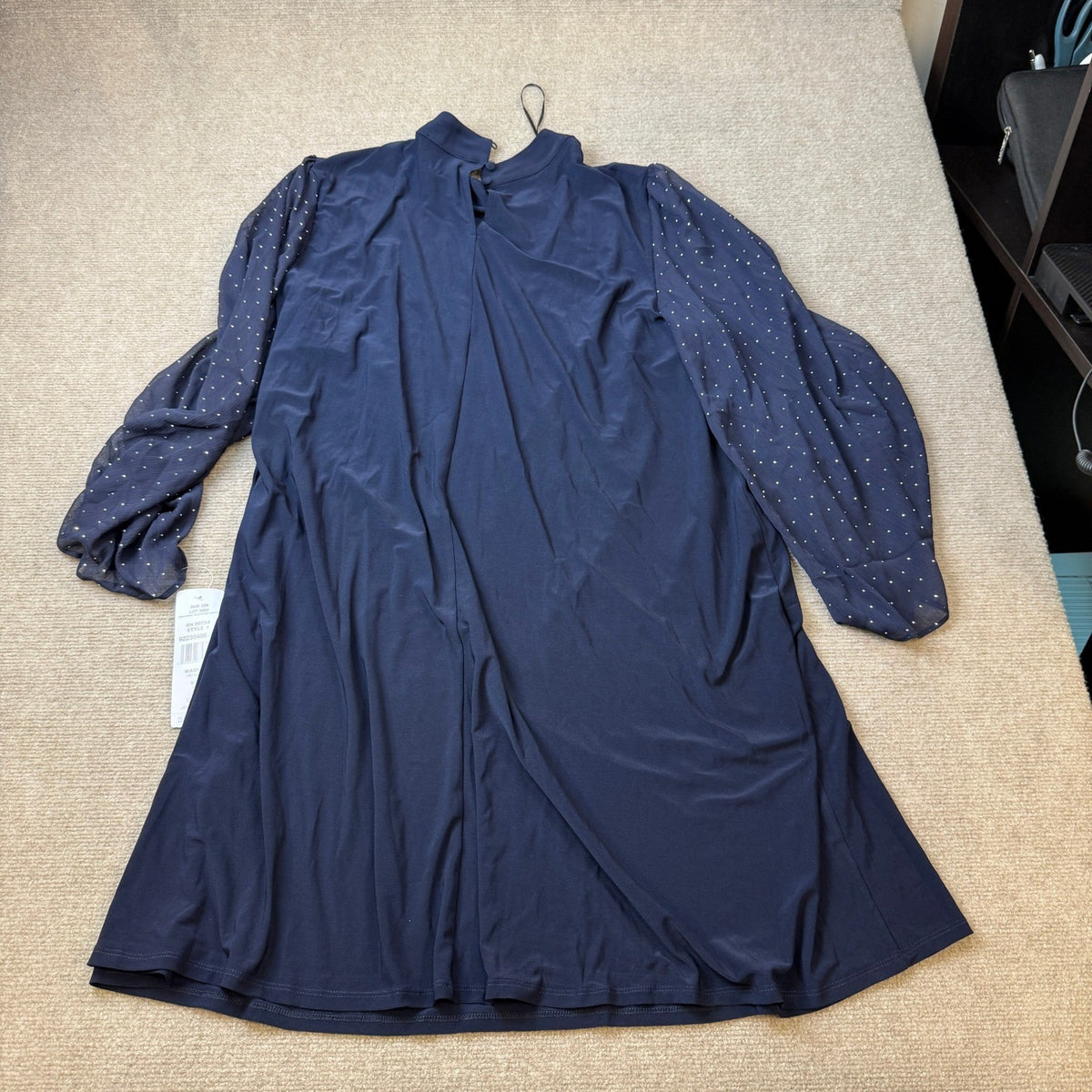 MSRP $84 MSK Women's 2X Navy Mock Neck Combo Sleeve Dress