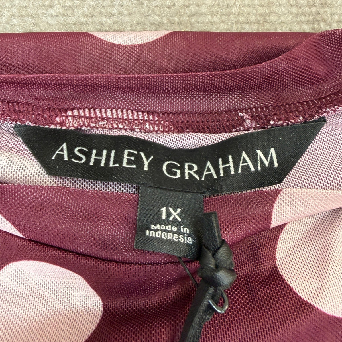 MSRP $90 Ashley Graham Womens 1X Zinfandel Dot  Bodycon Dress Sleeveless Crew