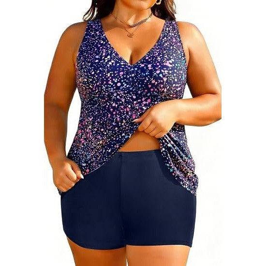 MSRP $47 Aqua Eve Womens 18W Star Whole Sky Tankini w/ Shorts Two Piece Swims