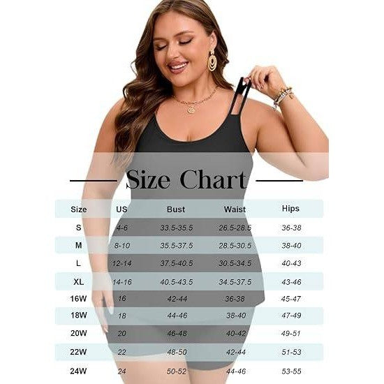 MSRP $35 Arolina Womens S Black Tankini Swimsuits Tummy Control Two Piece Bath