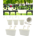 Set of 6 - 2x 10.8" Metal Railing Planter & 4x 5" Balcony Hanging Flower Pots