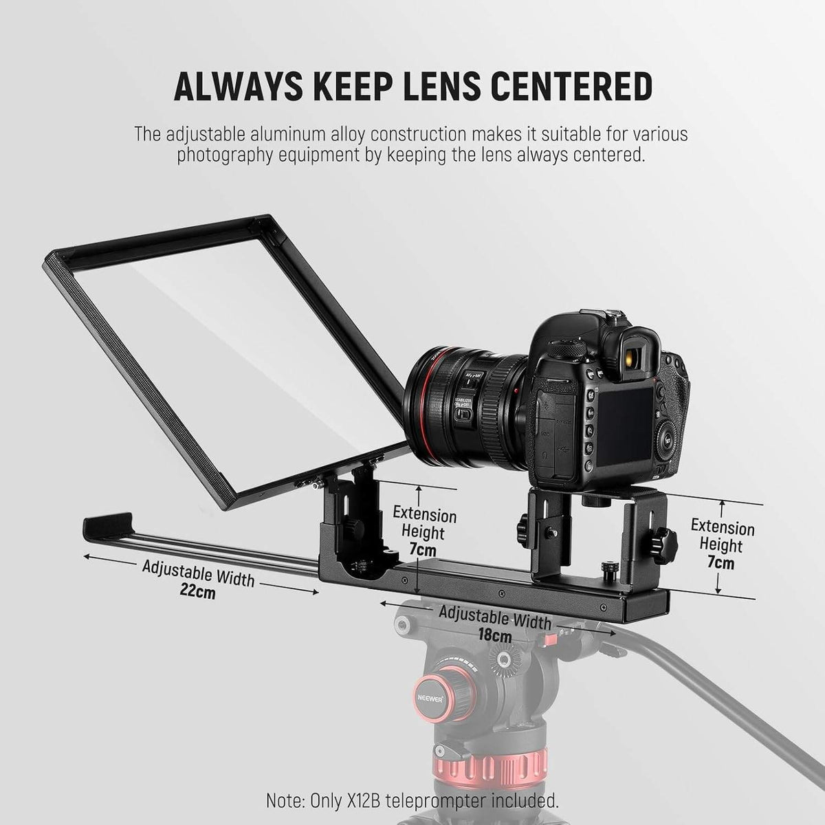 NEEWER Basics X12B Aluminum Alloy Teleprompter 12" for Tablet DSLR Camera Comp
