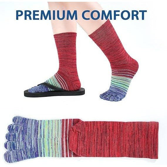 Set of 3 MSRP $26 TikMox L Five-Toe Crew Socks for Men & Women, Cotton Arch