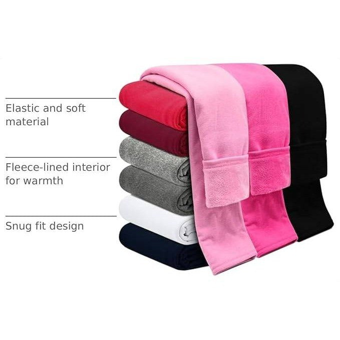 MSRP $35 Kiiavoro 3 Pack Girls 7-8Y Fleece Lined Leggings Cotton Kids Winter W