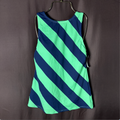 Lands' End Women's 4, 2-4 LONG Striped High Neck Tankini Top Swimwear Navy/Green