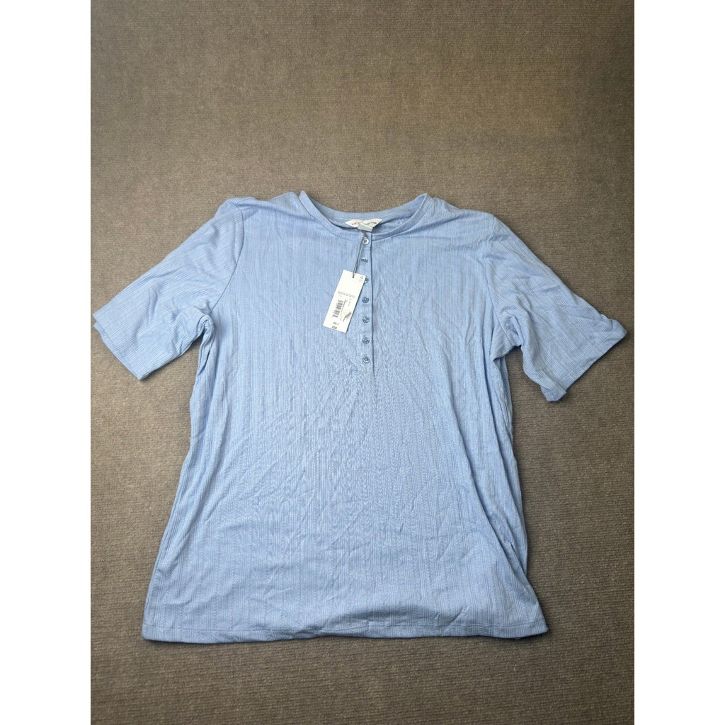 MSRP $38 Liz Claiborne Womens XXL Tall Brunnera Blue Regular Fit Henley Shirt