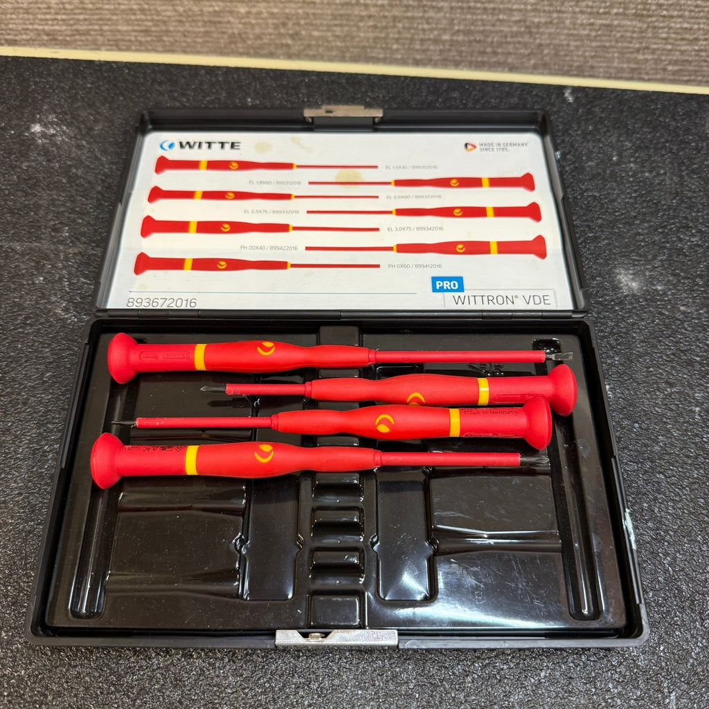 Witte 893672016 Wittron VDE Screwdriver Incomplete Set 4-Piece w/ Case Slotted