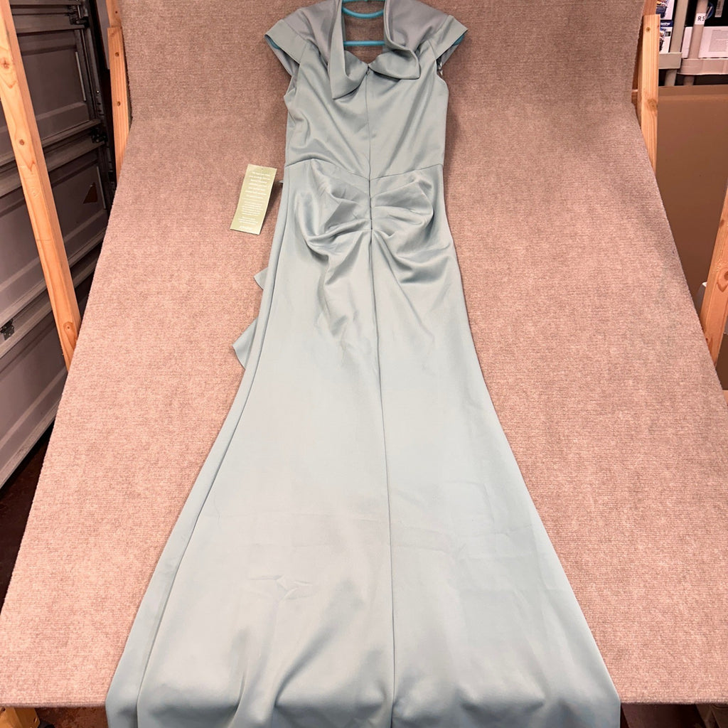 MSRP $130 DJ Jaz Womens 8 Sage Sweetheart Neck Short Sleeve Evening Gown