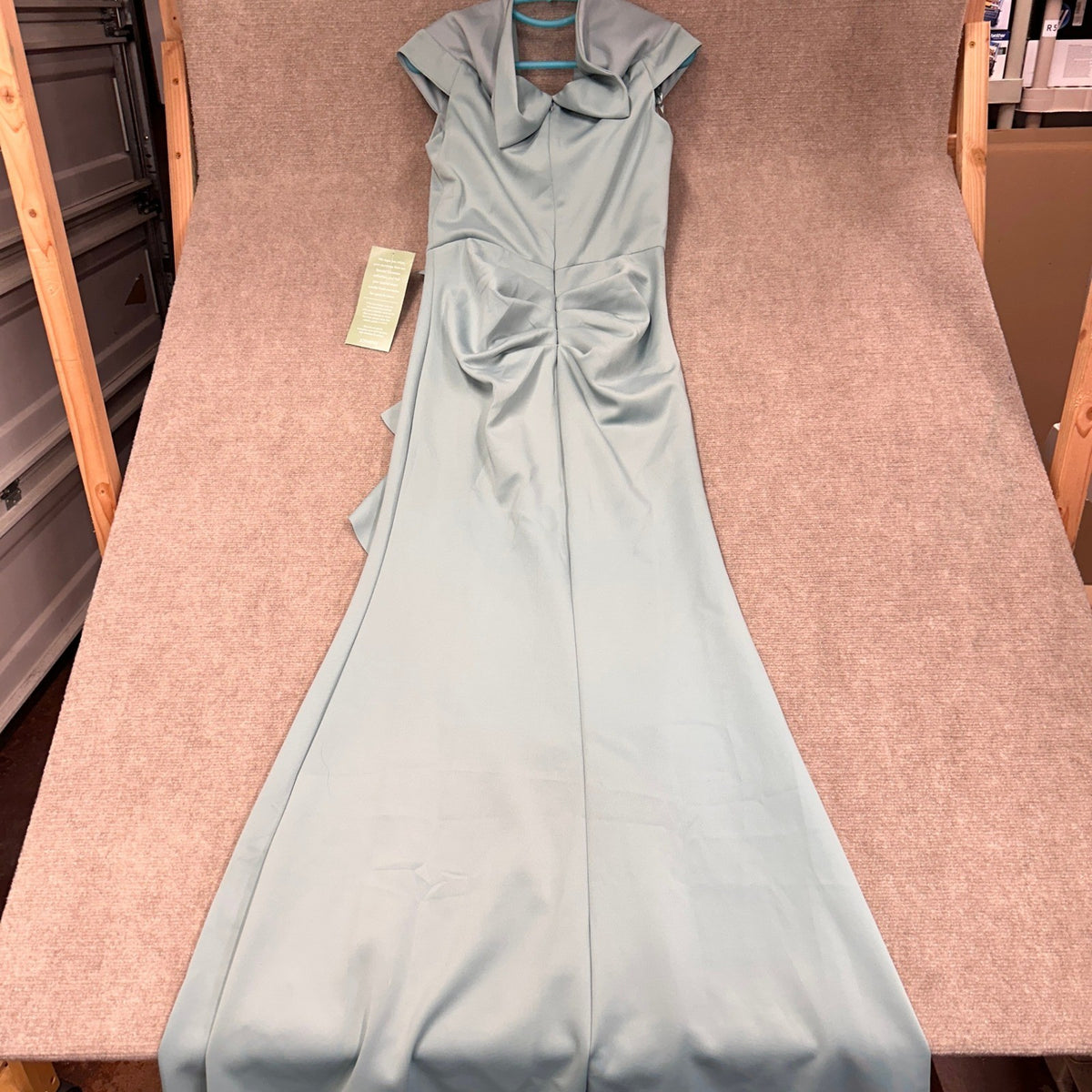 MSRP $130 DJ Jaz Womens 8 Sage Sweetheart Neck Short Sleeve Evening Gown