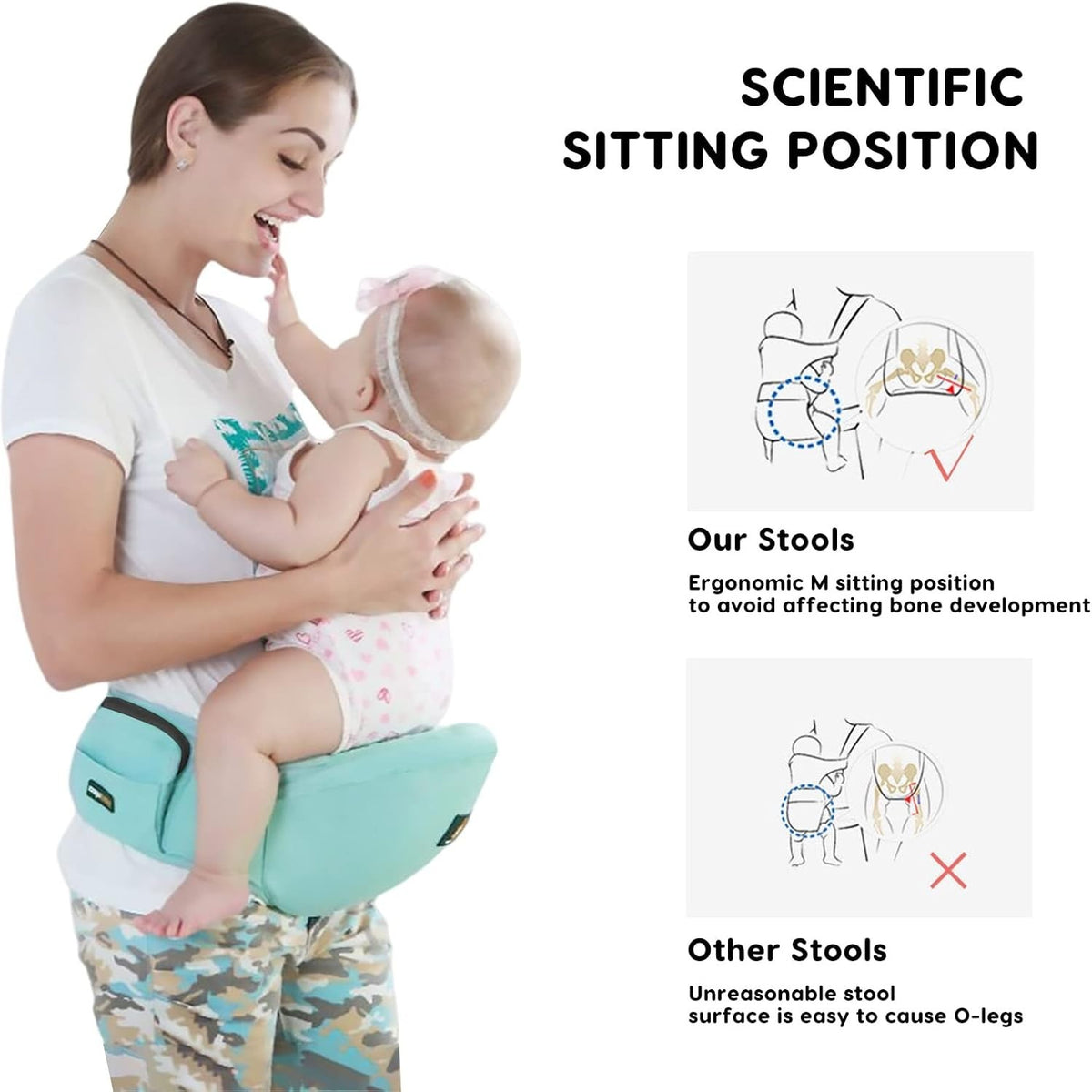 Rooya Baby Ergonomic Baby Hip Seat Carrier Waist Stool Adjustable Newborn Toddle