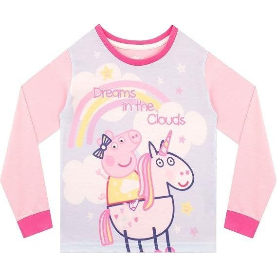 MSRP $26 Girls Cartoon Pig 4-5Y Pink Pajamas Set Unicorn Dreams In The Clouds