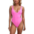 MSRP $35 Geluboao Women's S Pink One Piece Swimsuits Sexy V Neck Cutout Adjusta