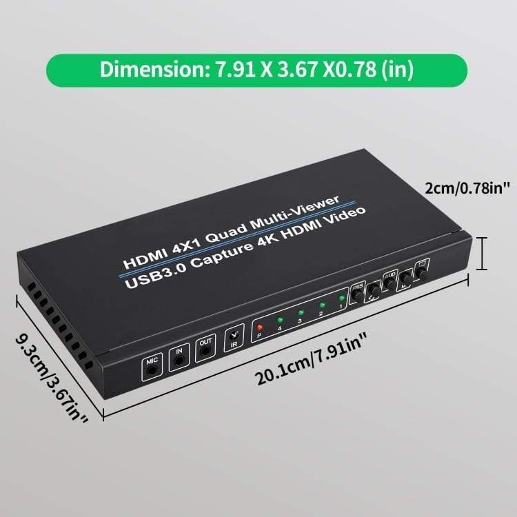 NK-941S HDMI 4x1 Quad Multi-Viewer USB 3.0 Capture 4K HDMI Video W/O REMOTE