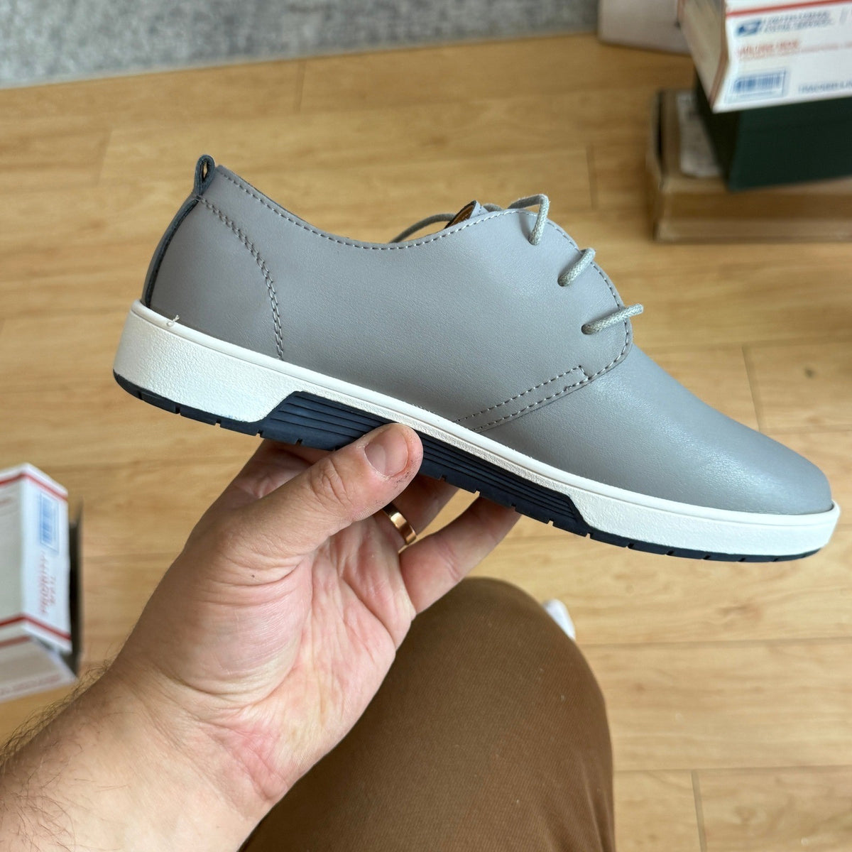 Santimon Men's US 6.5 Grey Casual Derby Lace Up Fashion Sneakers Shoes