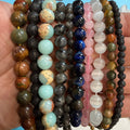 Set of 10 Natural Gemstone Round Beads Strands 15" Sizes 6,8,10 mm 12oz №B24