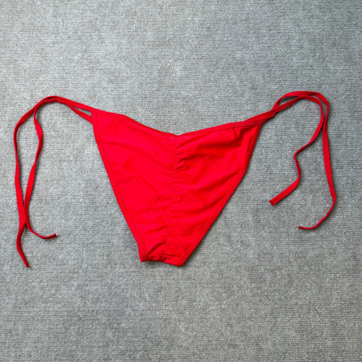 Suvimuga Women's M Red Bikini Swimsuit Bottom Ruched Side Tie Low Rise