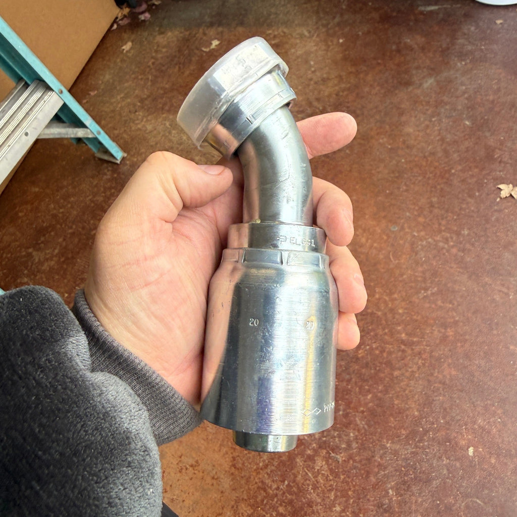 Parker 1J777-20-20 Crimp Hydraulic Hose Fitting 1-1/4" Hose 45 Deg Elbow Seal-