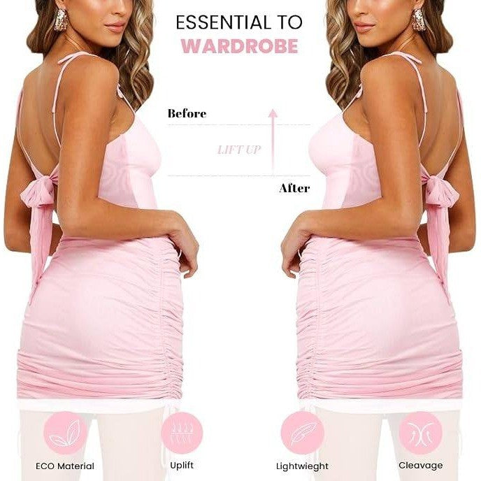 MSRP $34 JOATEAY Womens A-Cup Strapless Backless Bra Plunge Push Up Adhesive