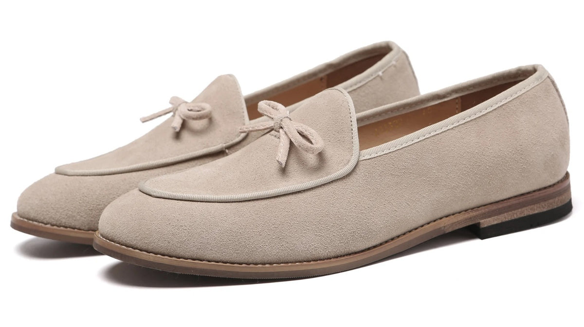 Santimon Men's US 9 Beige Casual Bow Loafers Flats Slip On Casual Shoes
