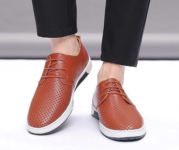 Santimon Men's US 8, 11 Brown Casual Derby Shoes Breathable Non Slip Sneakers