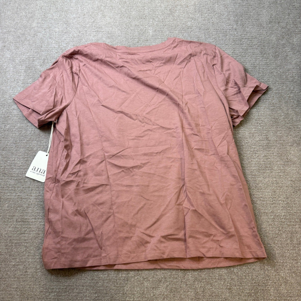 MSRP $16 A.N.A Womens L Petite Burlwood Round Neck Short Sleeve T-Shirt